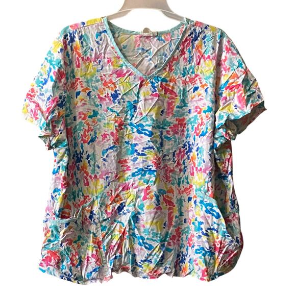 ScrubStar Set Top Pants 2X Pockets Elastic Waist Legs Plus Size 2 Pcs Uniform - Picture 1 of 12